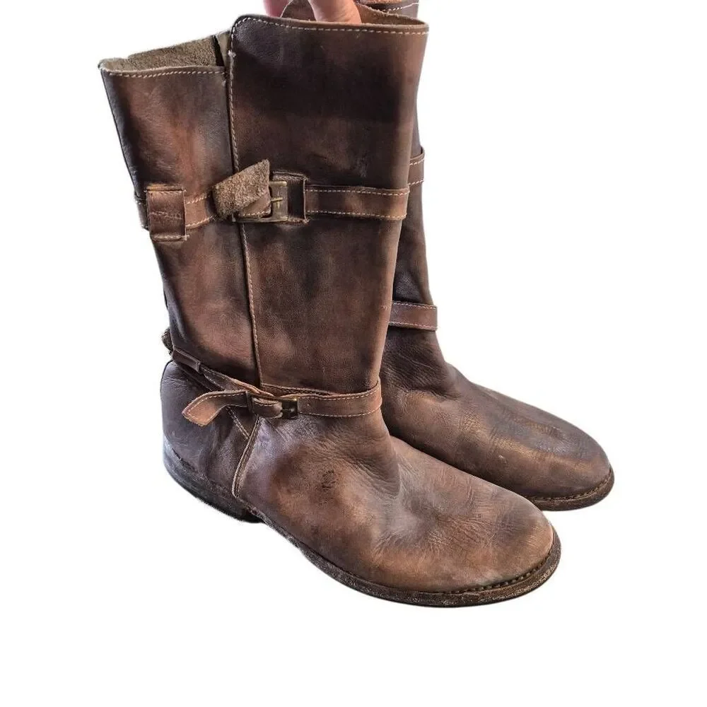 Bed Stu Bed-Stu Cobbler Series Women's Turn Leather Mid-Calf Boots Side Zip USED